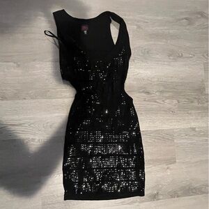 bebe Black Sequin Backless Dress